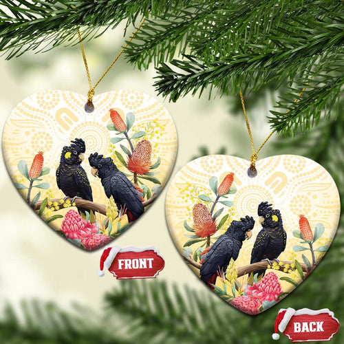 Black Cockatoo Banksia Australia Ceramic Ornament Aboriginal Art - Aussie Hoodie