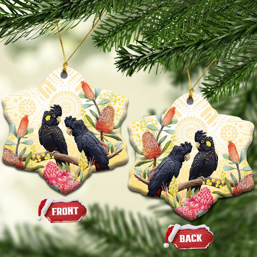 Black Cockatoo Banksia Australia Ceramic Ornament Aboriginal Art - Aussie Hoodie