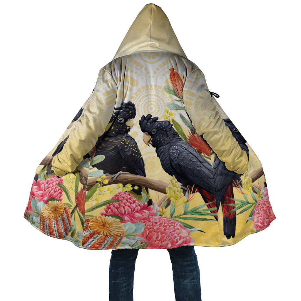 Black Cockatoo Banksia Australia Cloak Aboriginal Art - Aussie Hoodie