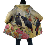 Black Cockatoo Banksia Australia Cloak Aboriginal Art - Aussie Hoodie
