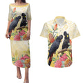 Black Cockatoo Banksia Australia Couples Matching Puletasi and Hawaiian Shirt Aboriginal Art