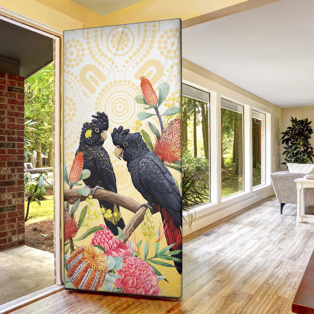 Black Cockatoo Banksia Australia Door Cover Aboriginal Art - Aussie Hoodie