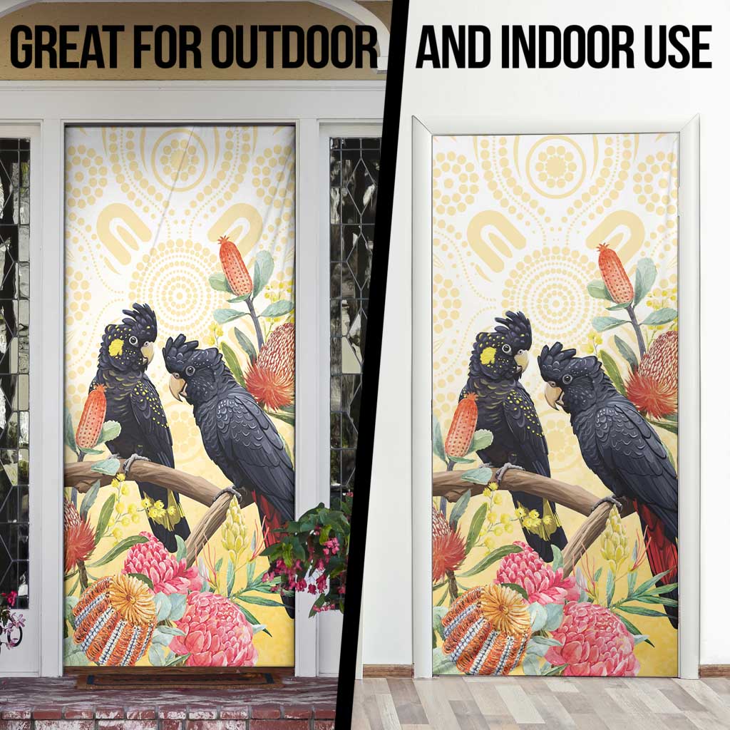 Black Cockatoo Banksia Australia Door Cover Aboriginal Art - Aussie Hoodie