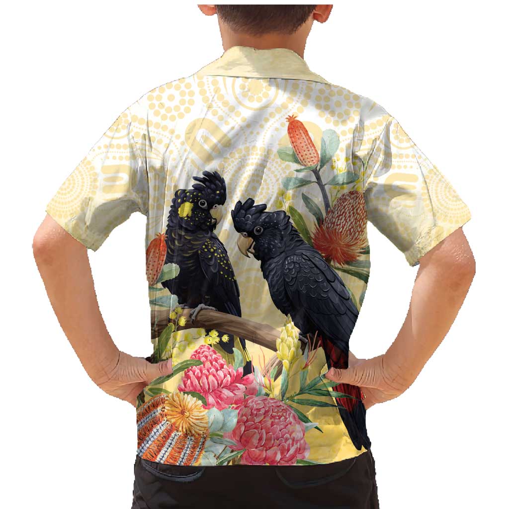 Black Cockatoo Banksia Australia Family Matching Mermaid Dress and Hawaiian Shirt Aboriginal Art