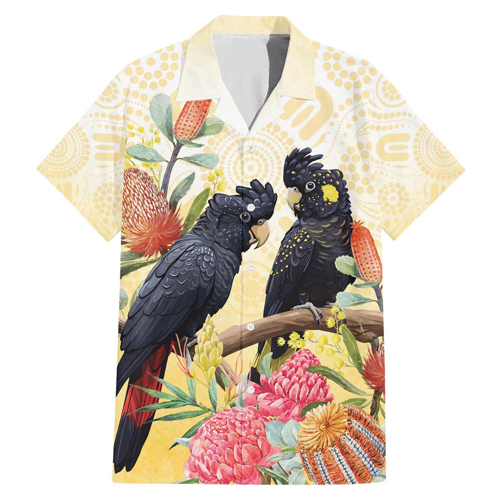 Black Cockatoo Banksia Australia Family Matching Mermaid Dress and Hawaiian Shirt Aboriginal Art