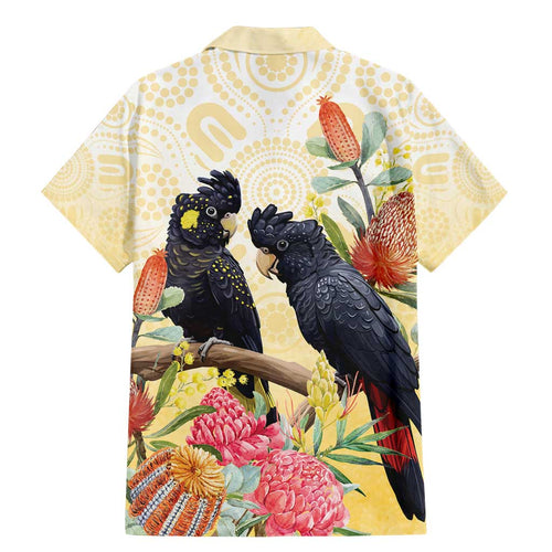 Black Cockatoo Banksia Australia Family Matching Mermaid Dress and Hawaiian Shirt Aboriginal Art