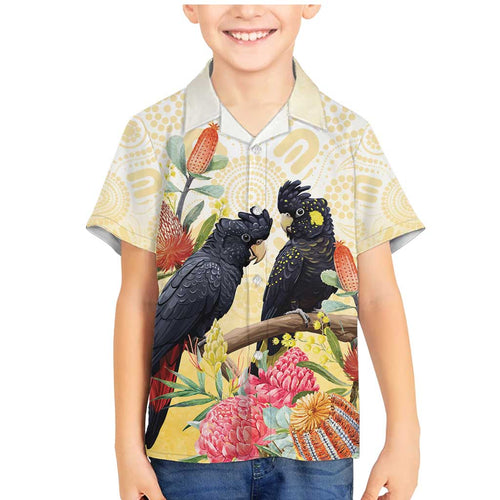 Black Cockatoo Banksia Australia Family Matching Mermaid Dress and Hawaiian Shirt Aboriginal Art
