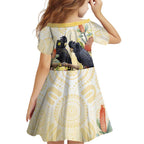Black Cockatoo Banksia Australia Family Matching Off Shoulder Maxi Dress and Hawaiian Shirt Aboriginal Art