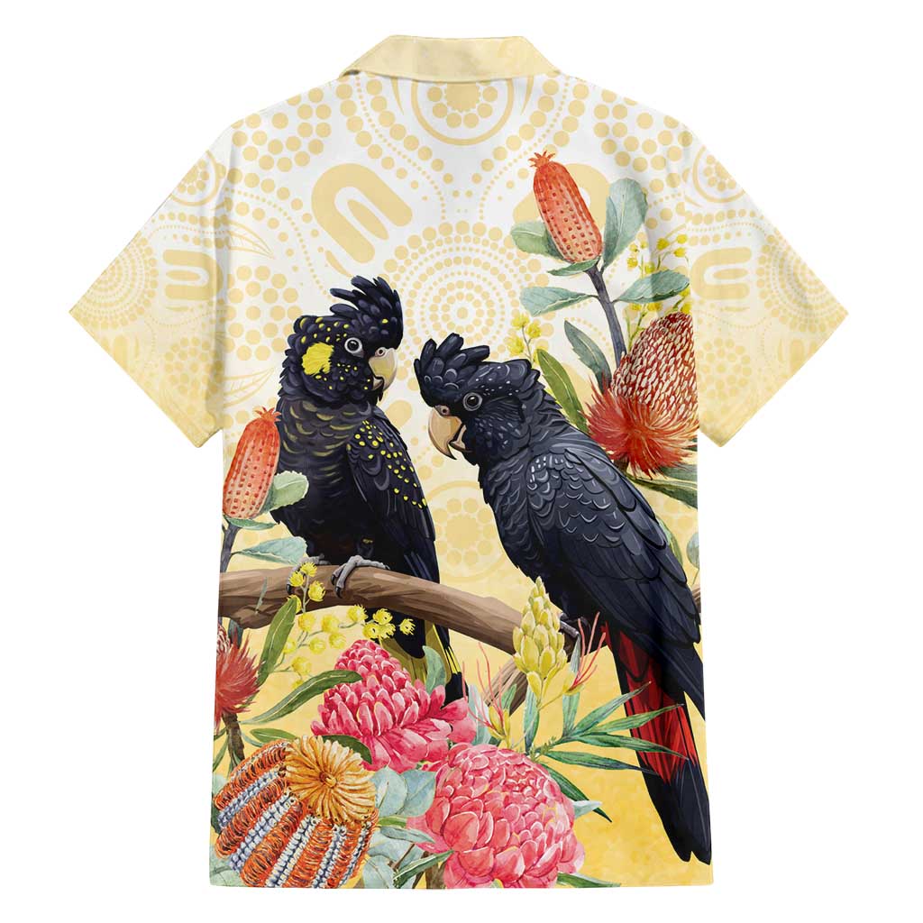 Black Cockatoo Banksia Australia Family Matching Off Shoulder Maxi Dress and Hawaiian Shirt Aboriginal Art