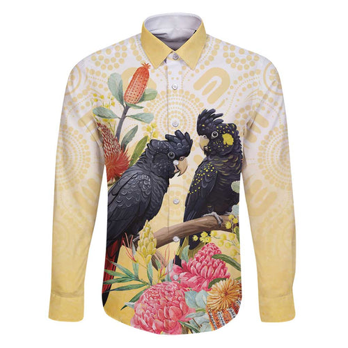 Black Cockatoo Banksia Australia Family Matching Puletasi and Hawaiian Shirt Aboriginal Art