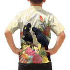 Black Cockatoo Banksia Australia Family Matching Short Sleeve Bodycon Dress and Hawaiian Shirt Aboriginal Art