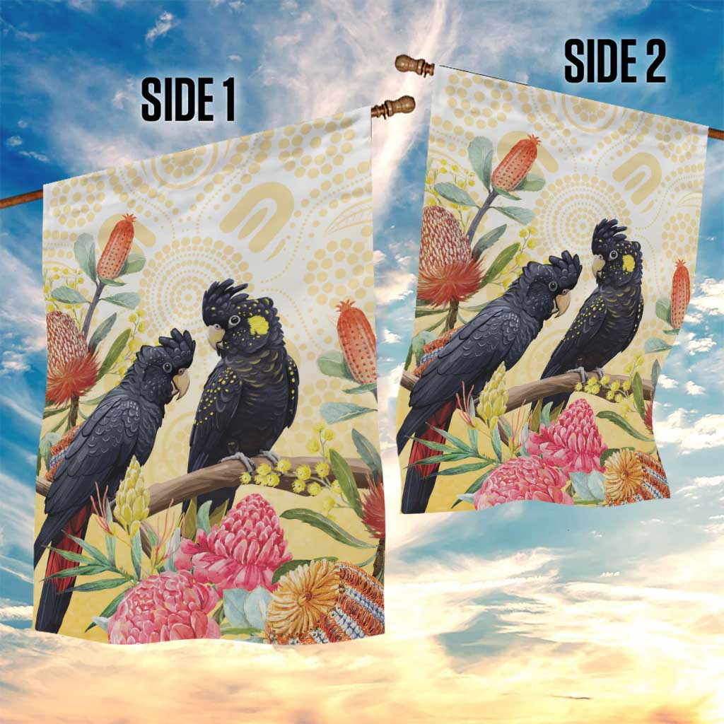 Black Cockatoo Banksia Australia Garden Flag Aboriginal Art