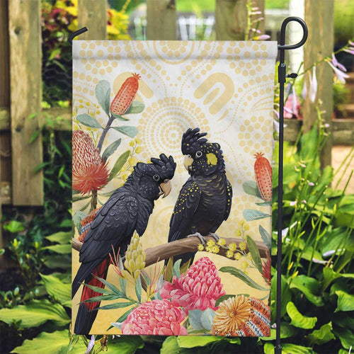 Black Cockatoo Banksia Australia Garden Flag Aboriginal Art
