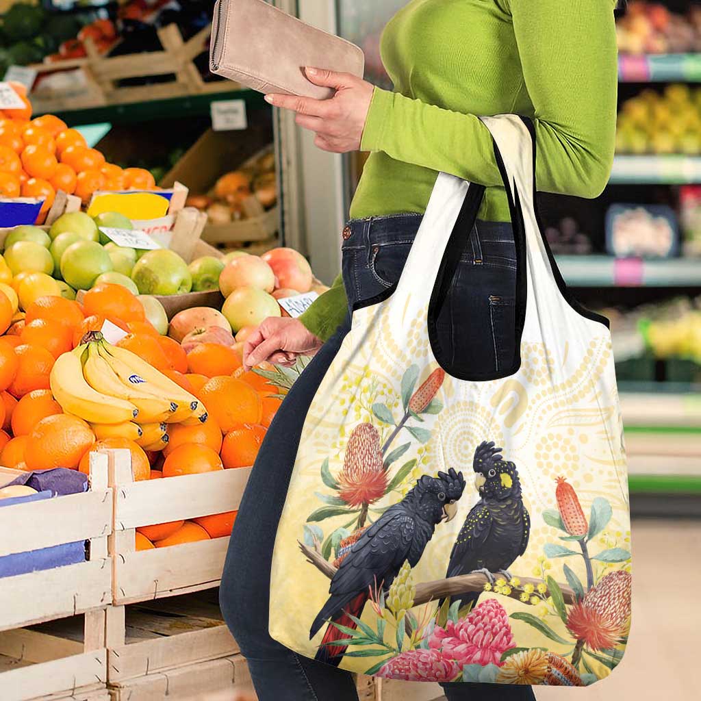 Black Cockatoo Banksia Australia Grocery Bag Aboriginal Art