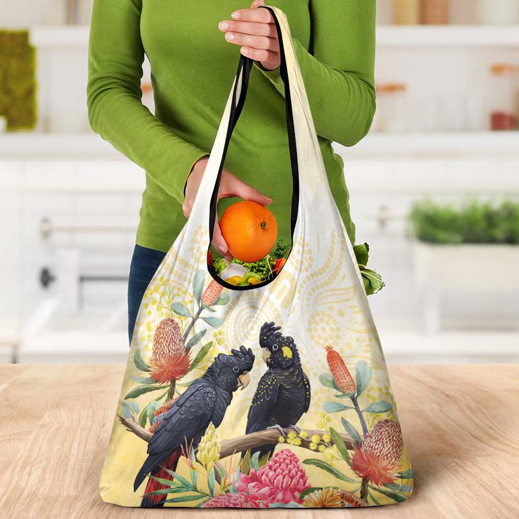 Black Cockatoo Banksia Australia Grocery Bag Aboriginal Art