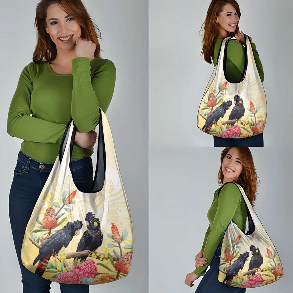 Black Cockatoo Banksia Australia Grocery Bag Aboriginal Art