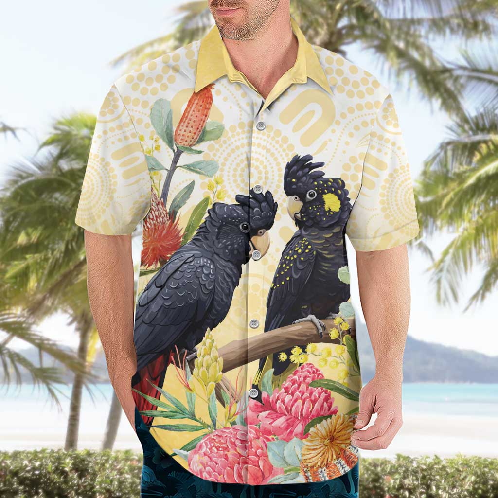 Black Cockatoo Banksia Australia Hawaiian Shirt Aboriginal Art
