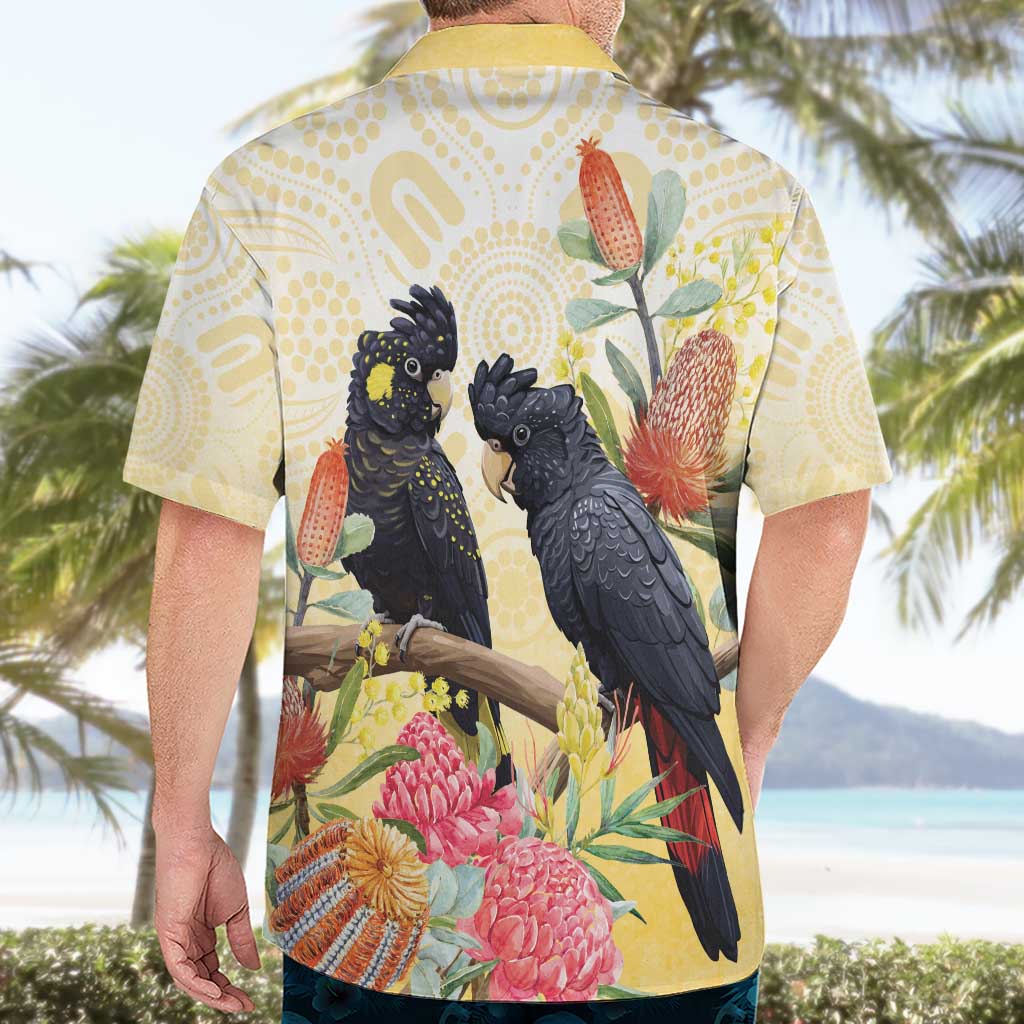 Black Cockatoo Banksia Australia Hawaiian Shirt Aboriginal Art