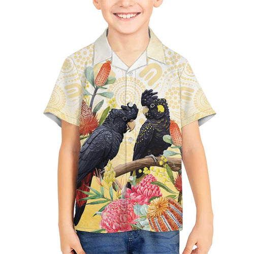 Black Cockatoo Banksia Australia Hawaiian Shirt Aboriginal Art