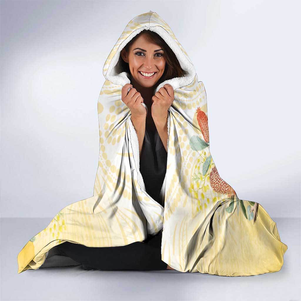 Black Cockatoo Banksia Australia Hooded Blanket Aboriginal Art