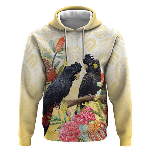 Black Cockatoo Banksia Australia Hoodie Aboriginal Art