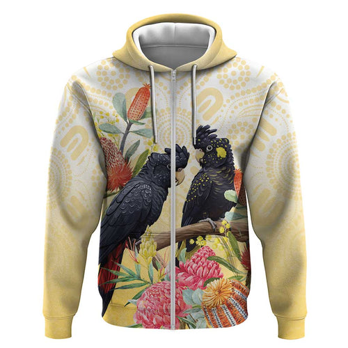 Black Cockatoo Banksia Australia Hoodie Aboriginal Art