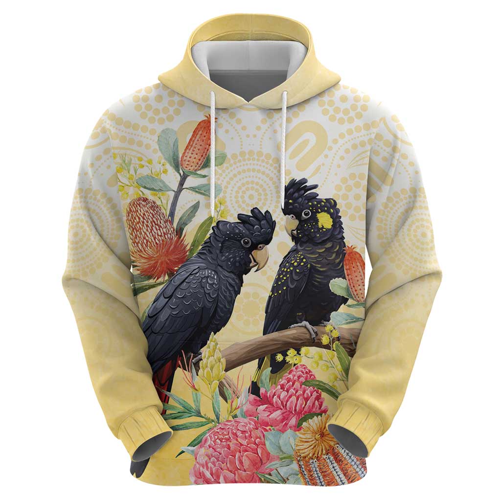Black Cockatoo Banksia Australia Hoodie Aboriginal Art