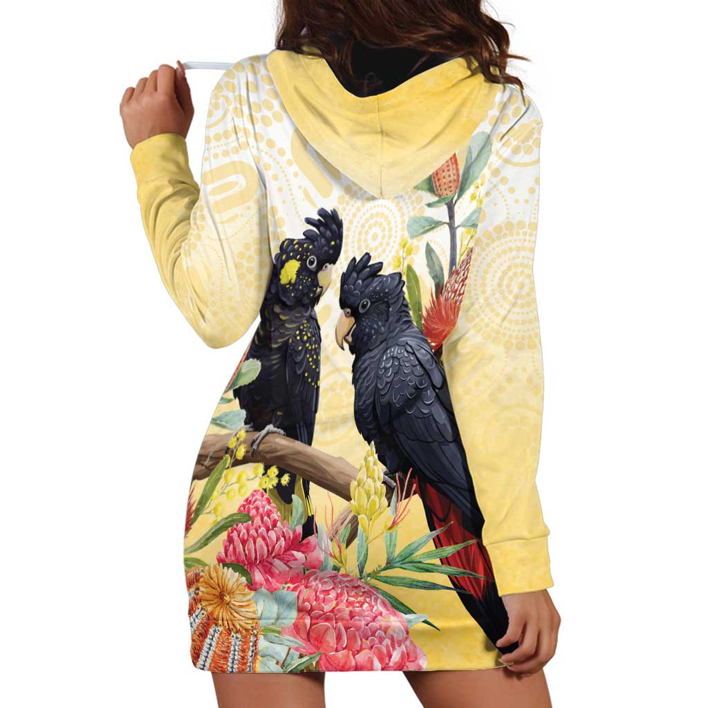 Black Cockatoo Banksia Australia Hoodie Dress Aboriginal Art