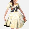 Black Cockatoo Banksia Australia Kid Short Sleeve Dress Aboriginal Art