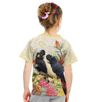 Black Cockatoo Banksia Australia Kid T Shirt Aboriginal Art