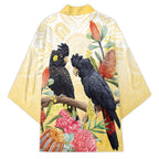 Black Cockatoo Banksia Australia Kimono Aboriginal Art - Aussie Hoodie