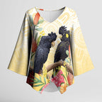 Black Cockatoo Banksia Australia Kimono Sleeve Blouse Aboriginal Art - Aussie Hoodie
