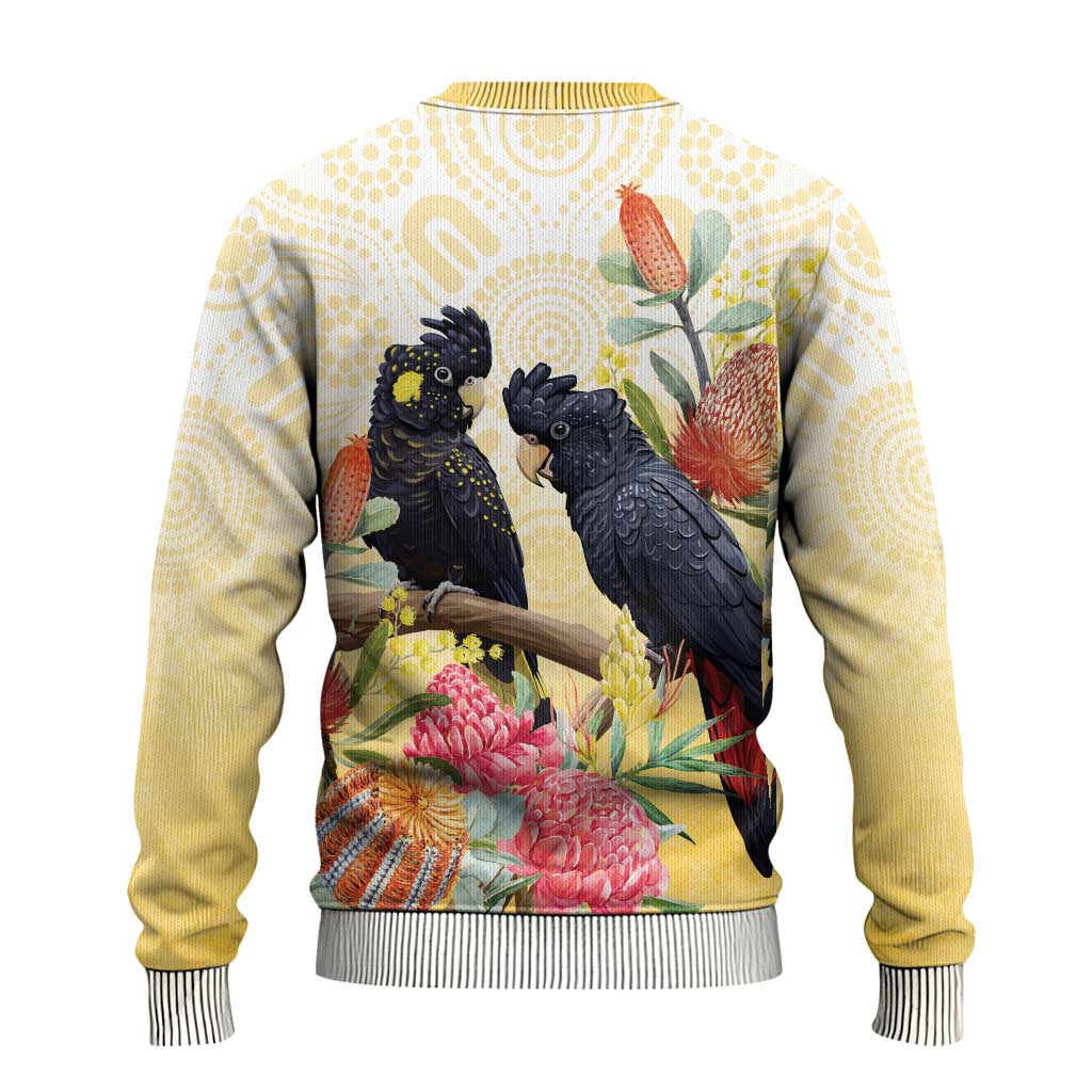 Black Cockatoo Banksia Australia Ugly Christmas Sweater Aboriginal Art - Aussie Hoodie
