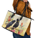 Black Cockatoo Banksia Australia Leather Tote Bag Aboriginal Art