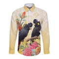 Black Cockatoo Banksia Australia Long Sleeve Button Shirt Aboriginal Art