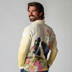 Black Cockatoo Banksia Australia Long Sleeve Polo Shirt Aboriginal Art