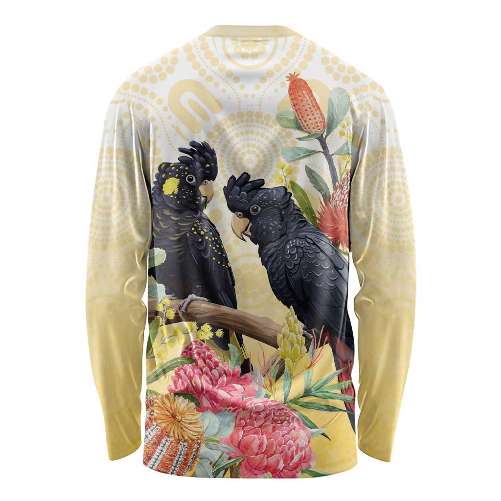 Black Cockatoo Banksia Australia Long Sleeve Shirt Aboriginal Art