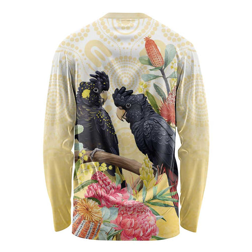 Black Cockatoo Banksia Australia Long Sleeve Shirt Aboriginal Art