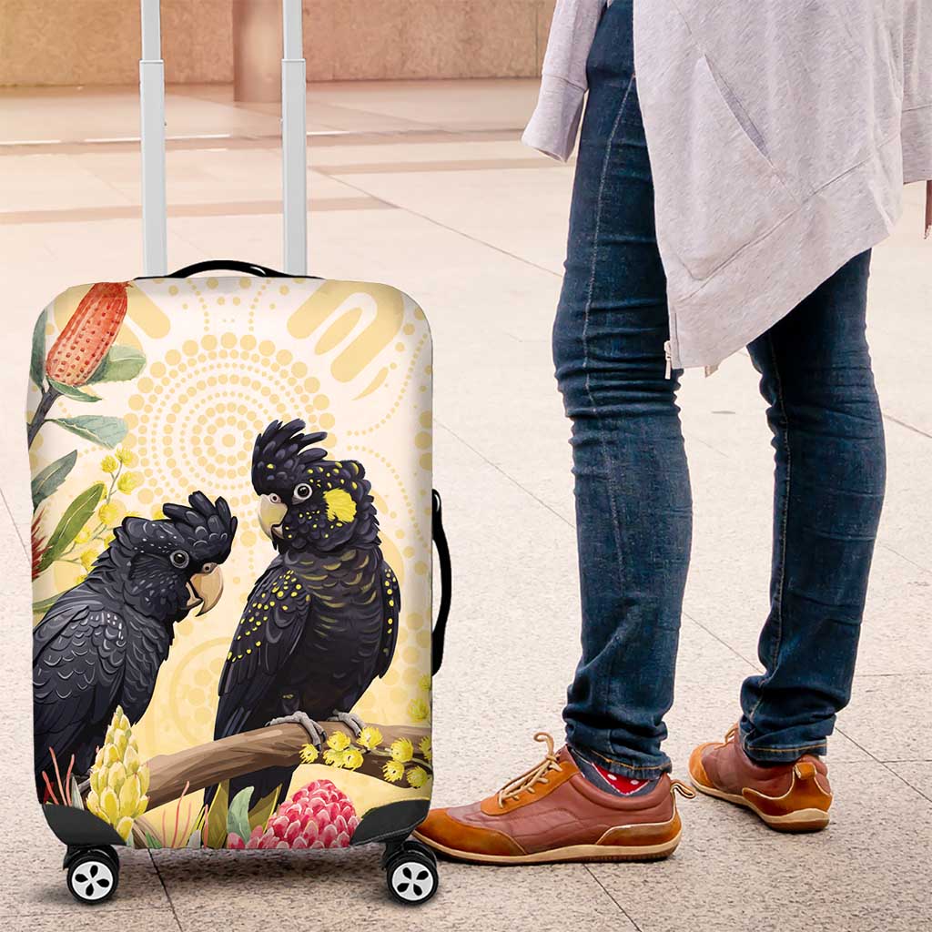 Black Cockatoo Banksia Australia Luggage Cover Aboriginal Art