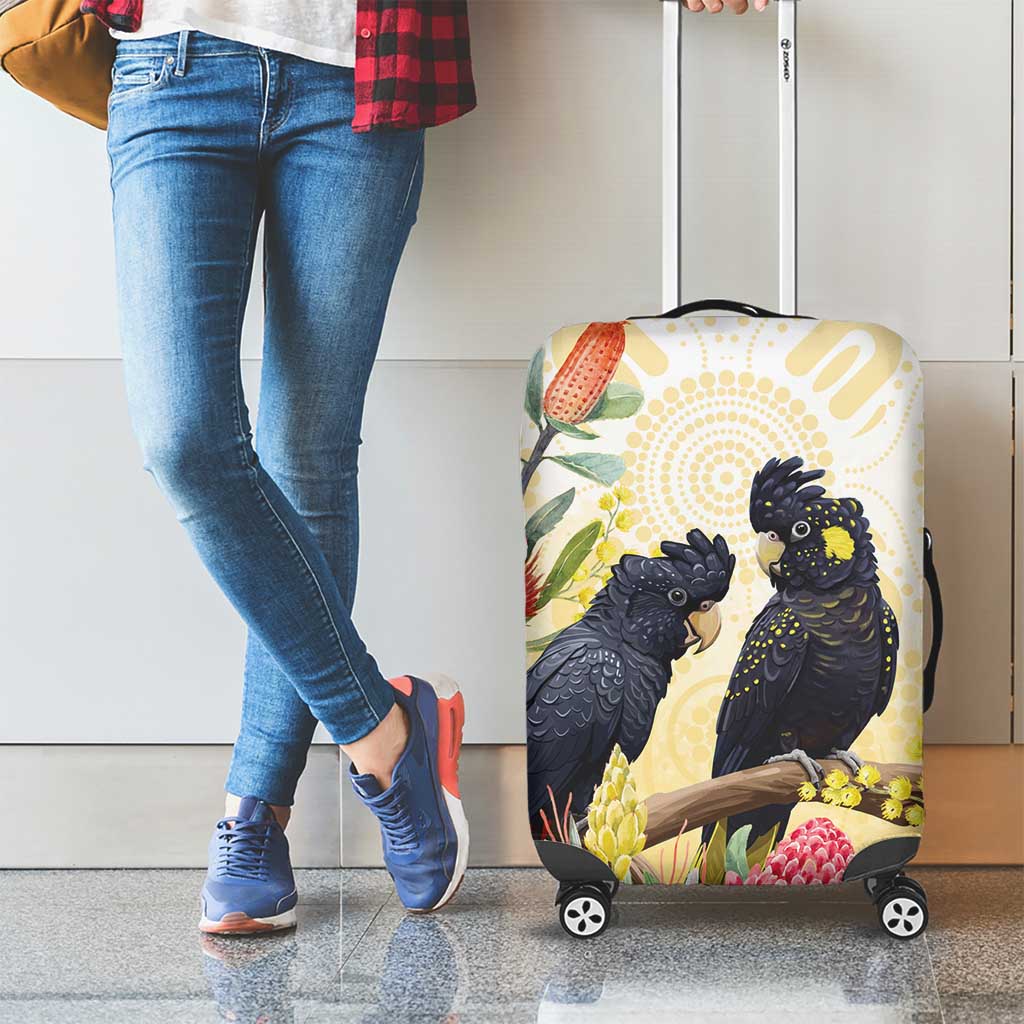 Black Cockatoo Banksia Australia Luggage Cover Aboriginal Art