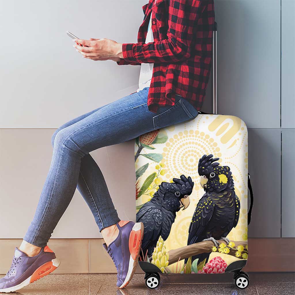 Black Cockatoo Banksia Australia Luggage Cover Aboriginal Art