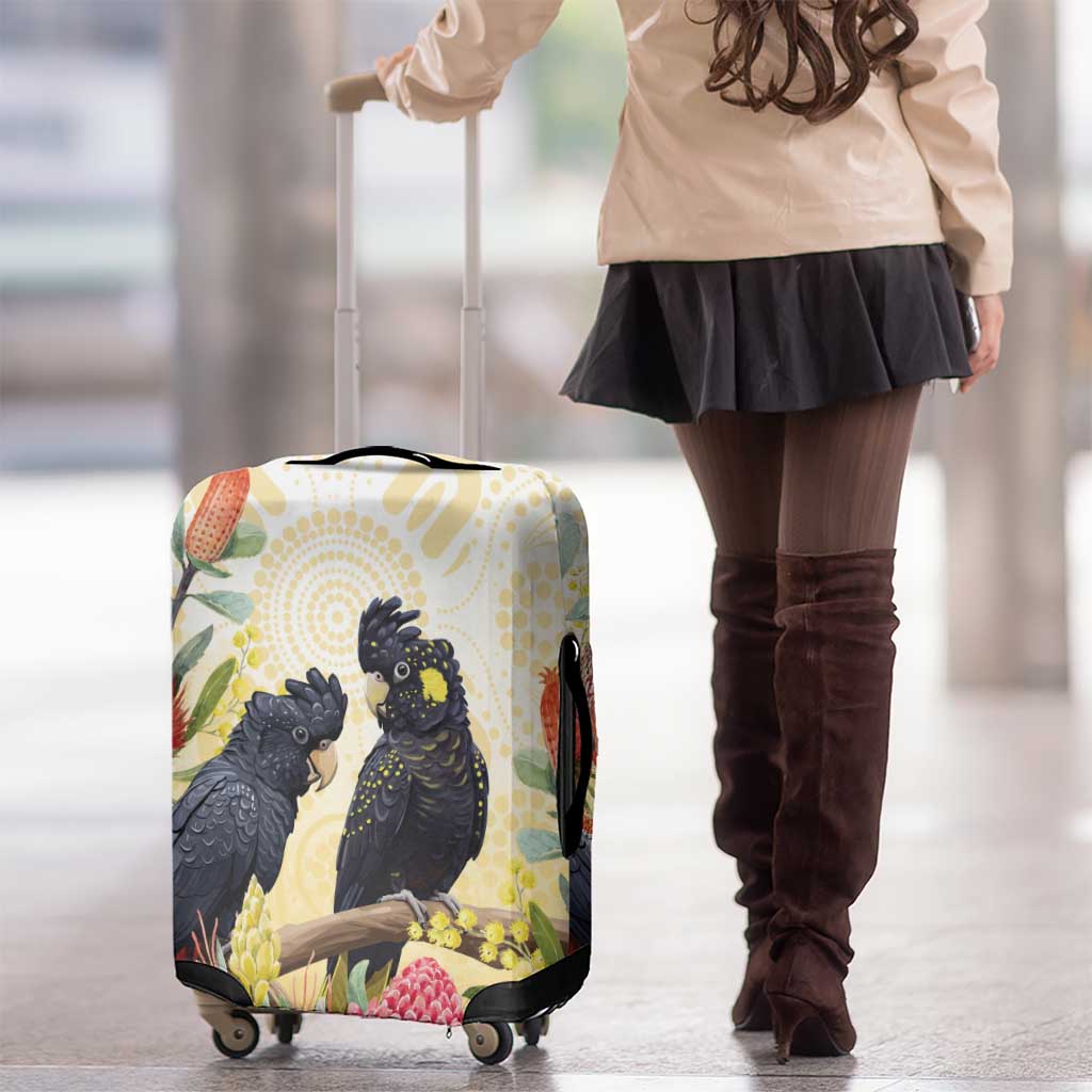 Black Cockatoo Banksia Australia Luggage Cover Aboriginal Art
