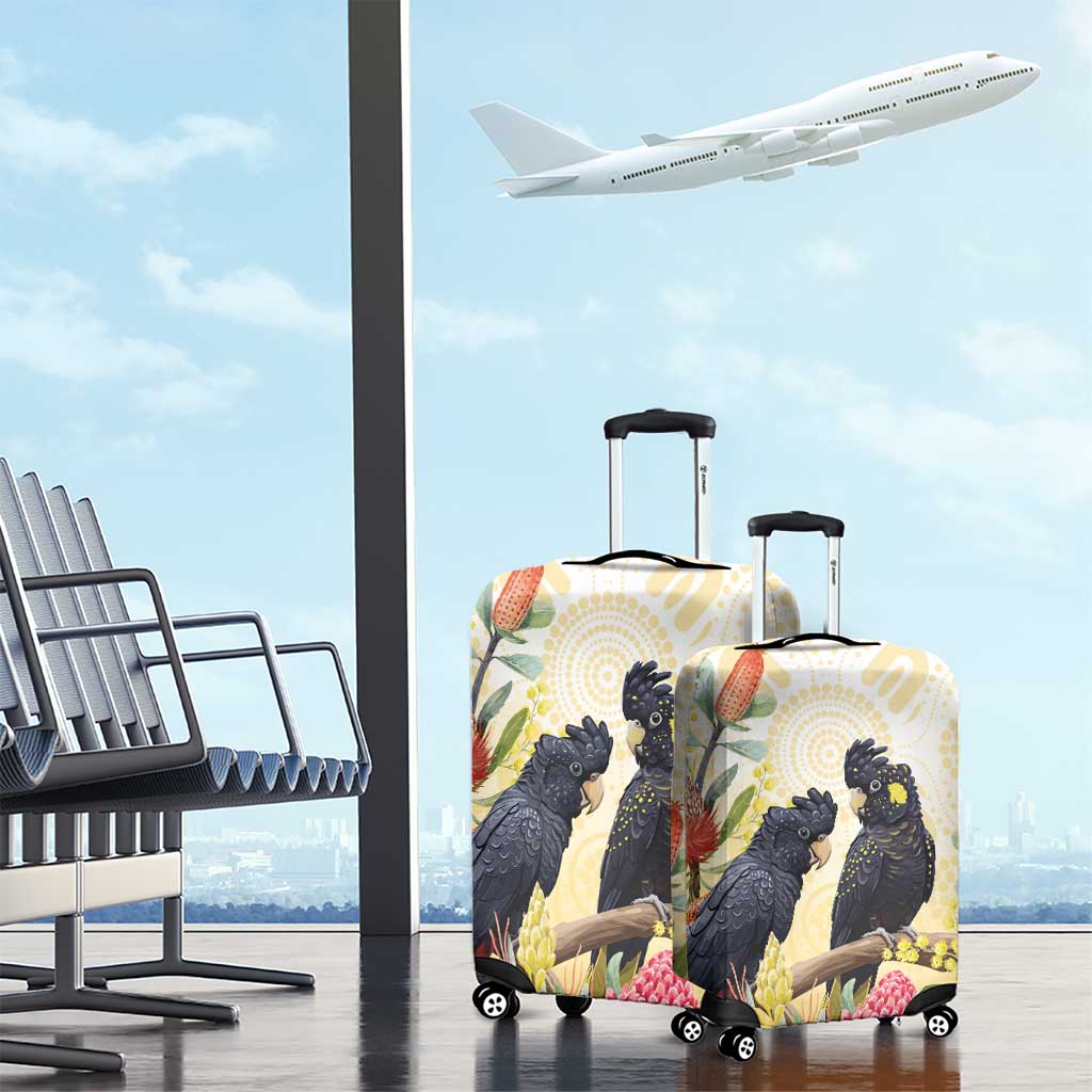 Black Cockatoo Banksia Australia Luggage Cover Aboriginal Art