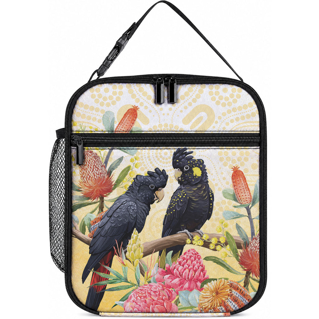 Black Cockatoo Banksia Australia Lunch Bag Aboriginal Art