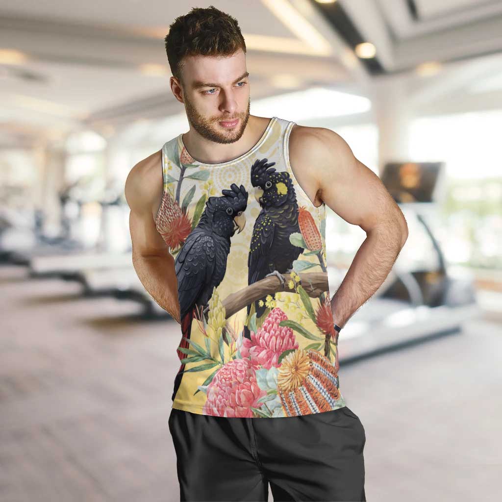 Black Cockatoo Banksia Australia Men Tank Top Aboriginal Art