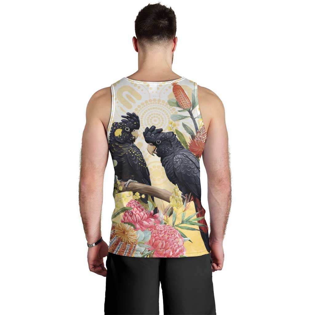 Black Cockatoo Banksia Australia Men Tank Top Aboriginal Art