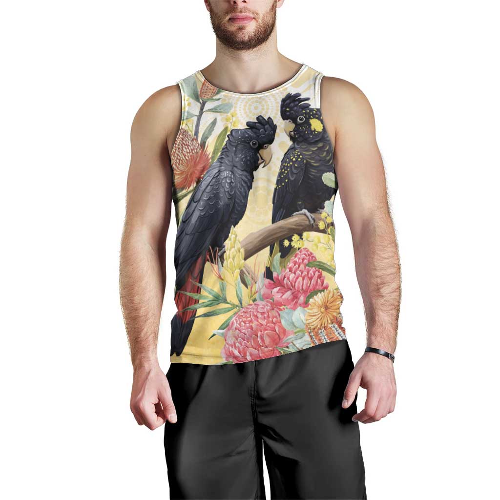 Black Cockatoo Banksia Australia Men Tank Top Aboriginal Art