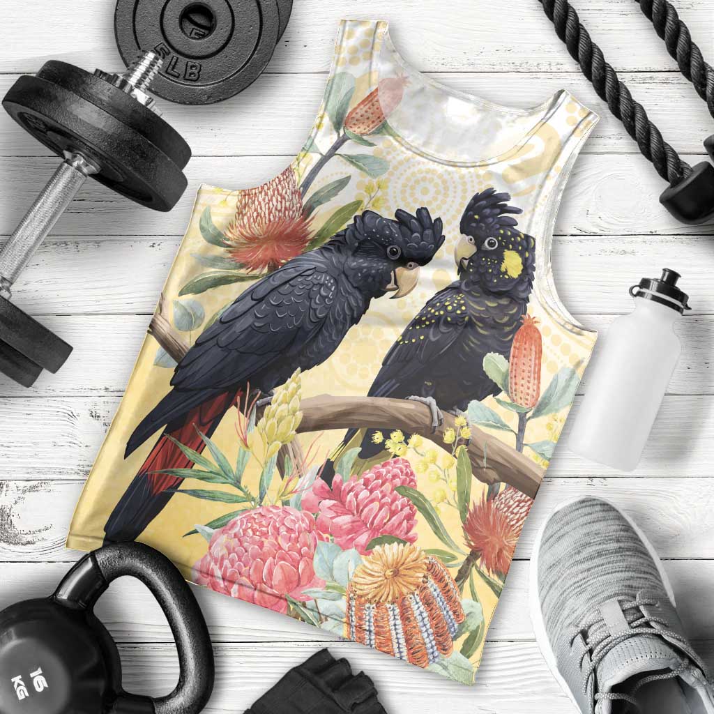 Black Cockatoo Banksia Australia Men Tank Top Aboriginal Art