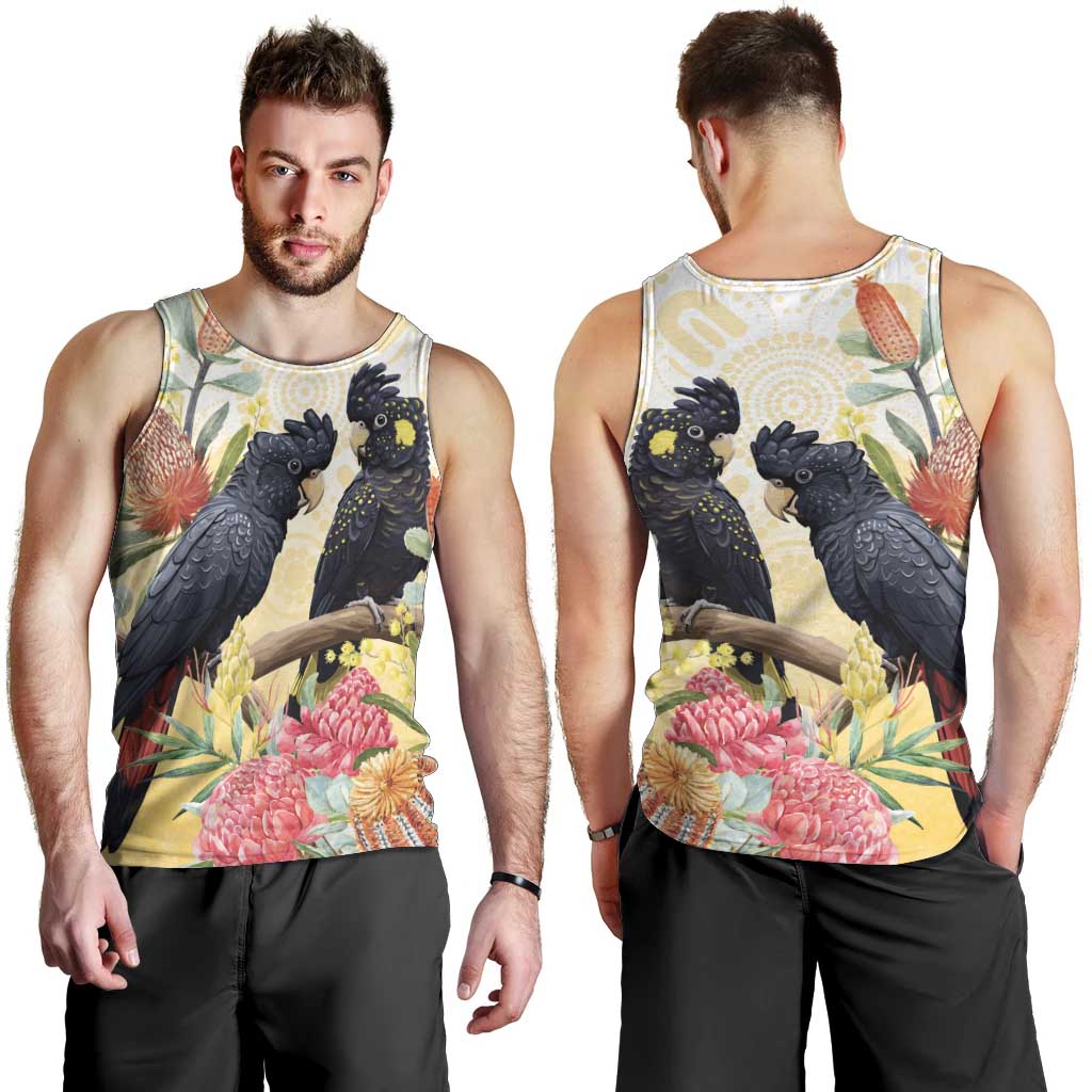 Black Cockatoo Banksia Australia Men Tank Top Aboriginal Art