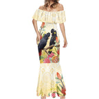 Black Cockatoo Banksia Australia Mermaid Dress Aboriginal Art
